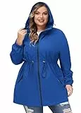 Hanna Nikole Regenjacke Damen Regenmantel Mit Kapuze Wasserdicht Winddicht Wetterfest Übergangsjacke Atmungsaktiv Mantel Jacke Outdoor Königsblau 50