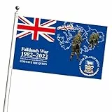 Falkland-Insel-Flagge, Polyester, Union Jack-Flagge, 90 x 152 cm, Outdoor-Display, mit Ihrer Majestät der Gedenk-Design, Mehrzweck-Boot, Baumhaus, Garten, für Zuhause, Balkon, Id