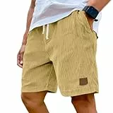 Generisch Cargo Shorts Herren Stretch Kurze Sporthose mit Taschen Baumwoll Jogginghose Sport Turnhose Baggy Jeans Männer Beige XL