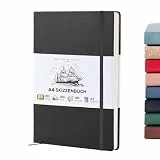 BEECHMORE BOOKS Skizzenbuch A4 (21,0 × 29,7 cm) – Hardcover aus Veganleder, 156 Seiten 160 g/m² | Perforiert, Lay-Flat, Blanko Skizzenblock, Geschenkbox, Skizzenblock für Zeichnen, Malen, Mixed Media