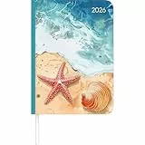Alpha Edition - Lady Journal Beach 2026 – Taschenkalender A6 (10,7×15,2 cm) Weekly mit 192 Seiten, Habit-Tracker & Bucket List, stilvoller Terminplaner für unterwegs, 4-sprachiges Kalendarium