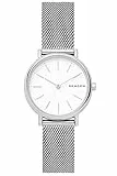 Skagen Signatur Uhr für Damen, Quarzwerk mit Edelstahl- oder Lederarmband, Silberton und Weiß, 30MM