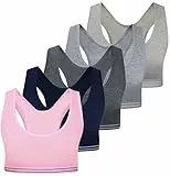 LOREZA ® 5 Mädchen Bustier aus Baumwolle X-Rücken Sport BH (152-158, Modell 1-5 STÜCK)