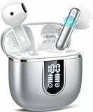 Bluetooth Kopfhörer, Kopfhörer Kabellos Bluetooth 5.4 In Ear Kopfhörer mit 4 ENC Noise Cancelling Mic, 40Std Ohrhörer mit LED Anzeige USB-C, IP7 Wasserdicht Wireless Earbuds für Sport Arbeit, Silber
