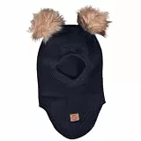 Mikk-line Schlupfmütze Baby Winter mit Pom Pom 98-104 | Warme Sturmhaube für Kinder & Kleinkinder | Weiche Merinowolle Baby Mütze | Atmungsaktiv Mütze Schal Kombi
