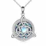 YAFEINI Keltischer Knoten Kette für Damen 925 Sterling Silber Mondstein Amulett Anhänger Halskette Viel Glück Wikinger Schmuck für Herren Mädchen (Mondstein Kette)