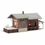 FALLER Güterbahnhof Modellbausatz mit 98 Einzelteilen 209 x 82 x 90 mm I Modelleisenbahn Zubehör H0 Gebäude I Modelleisenbahn H0 Lagerschuppen