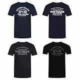 TOM TAILOR Tshirt Herren Baumwolle Regular Fit 4er Pack Set Rundhals Kurzarm Sommer Tee Shirt Logoprint 100% Baumwolle, Größe:XXL, Farbe:Knitted Navy (10690)