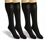 sesto senso Damen Kniestrümpfe Schwarz Microfaser Blickdicht 40 Den 2 Paar Kniesocken Bunt Seidenglatt Black