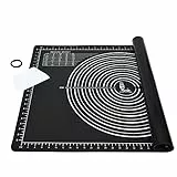 SUPER KITCHEN Groß Rutschfeste Backunterlage Antihafte Backmatte Silikon Teigunterlage Ausrollmatte XL Silikonmatte Pizza Fondant Teigmatte mit Teigschneider- Epoxidharz Resin Matte (Schwarz, 71x51cm)