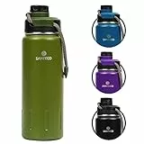 SANTECO Trinkflasche Edelstahl isoliert 500ML, 710ML I Auslaufsicher Thermoskanne I BPA-Frei mit Schraubverschluss Isolierflasche für Sport, Laufen, Fahrrad, Yoga, Wandern und Camping I Sportdeckel