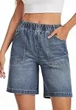 Alaster Queen Damen Jeans Shorts Bermuda Style Trendige Denim Kurze Hose Für Sommer Mit Taschen Damen Shorts Marineblau XXL