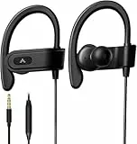 Avantree E171 - AUX 3.5mm Sport Kopfhörer kabelgebunden mit Mikrofon, schweißfest, zum Laufen, Over Ear Kopfhörer mit Ohrbügel, In Ear Jogging-Kopfhörer für Workout, Training, Fitnessstudio,Schwarz