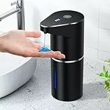 Fantictas Automatischer Seifenspender, berührungslos, Wandmontage, wiederaufladbar, 3-stufig Einstellbarer elektrischer Seifenspender 350ml mit Infrarot-Bewegungssensor für Badezimmer,Küche, Schwarz