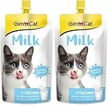 GimCat Milk - Katzenmilch aus echter laktosereduzierter Vollmilch mit Calcium für gesunde Knochen - 1 Beutel (1 x 200 ml) (Packung mit 2)