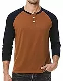 Meilicloth Pullover Herren Langarmshirt Baumwolle Henley Shirt Langarm Basic Pulli Herren T-Shirt Longsleeve Lässige Oberteile Sweatshirt Leichter Strickpullover Männer A Zimt XXL