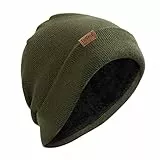 Mütze Herren Damen Thermo Wintermütze Baumwolle Strickmütze Warme Winter Hut Haube für Männer und Frauen Olivgrün