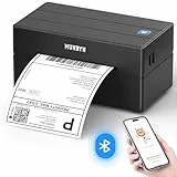 MUNBYN DHL Etikettendrucker Bluetooth, Label Printer 4x6 Versandetiketten Drucker, Thermodrucker Labeldrucker für Shopify, Ebay, Etsy, DHL, DPD, GLS, UPS, mit 25 Etiketten, Ohne Tinte, 130B Schwarz