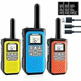 Walkie Talkies für Kinder Erwachsene, NXGKET Walkie Talkie 3er Set mit 5km Großer Reichweite, Aufladbar Funkgeräte mit 1200mAh Akku, 16 Kanäle, VOX-Funktion, Woki Toki für Outdoor Camping Wandern
