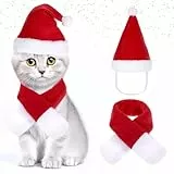 Weihnachtskostüm für Katzen, Abeillo Weihnachtsmütze und Schal für Klein Hund Katze, Katzen Hunde Weihnachtskostüm für Rot Katzenbekleidung Hundebekleidung Weihnachts Outfit Geschenk (S)
