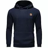 YuKaiChen Herren Pullover Kapuzenpullover Sweatshirts Plaid Jacquard Langarm Kordelzug Hipster Casual Hoodies Gr. Medium, navy