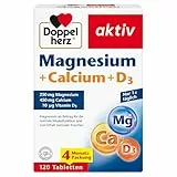 Doppelherz Magnesium + Calcium + D3 - Magnesium als Beitrag für die Muskelfunktion und zum Erhalt normalen Knochen - 120 Tabletten