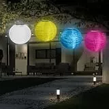 Sporgo Solar Lampions Außen: 4 Stück 20cm Led Solar Lampions Wetterfest Bunt Laterne Hängend für Außen, Solar Gartenlaterne für Hochtzeit Garten Terrasse Hof Outdoor Deko