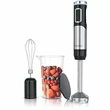 Arendo - Stabmixer kabellos - 200 Watt – mit Akku - Edelstahl Handmixer – Pürierstab – Schneebesen – Messbecher – stufenlose Geschwindigkeit – Tastensperre - Set