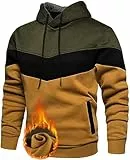 Rave on Friday Unisex Hoodie Herren Damen Kapuzenpullover Sweatshirt Fleece Patchwork Pullover Hoody mit Kapuz Farbblock Kapuzenpulli Khaki XXL