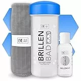 EyeAm Brillenbad (Blau) im Set mit 50ml Spezialreiniger & Mikrofasertuch | Brillenputztuch in Optiker Qualität | Brillenreinigung für jede Brille