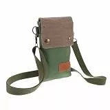 GRIRIW Leichte Damen Umhängetasche und Drei Separaten Fächern aus Canvas mit Verstellbarem Schulterriemen Kleine Handytasche in Grün für Alltag und Reisen