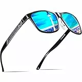 ATTCL Herren Polarisierte Fahren Sonnenbrille Al-Mg Metall Rahme Ultra Leicht UV400 CAT 3 CE (Blau/Verspiegelt)