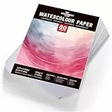 Stationery Island 80 Blatt Aquarellpapier 300g, Aquarellblock 5'x7', Watercolor Paper für Postkarten Blanko, Aquarell Skizzenbuch für Aquarelle, Gouache, Postkarten & Lettering, Künstler & Studenten