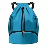 BROTOU Sporttasche Turnbeute Fußballtasche Rucksack mit Kordelzug Verstellbar Tunnelzug Gymsack Wasserfest Sporttasche für Herren Damen Kinder Jungen（Himmelblau）