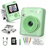 Gofunly Sofortbildkamera Kinder, 1080P HD Kinderkamera Sofortbildkamera mit 32GB Karte & DruckerPapier, Kamera Kinder Sofortdruck Kinderspielzeug Geschenke für Jungen und Mädchen 3-12 Jahre