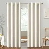 MRTREES Blackout Curtain Gardinen Blickdicht mit Ösen 2er Set, Halbverdunkelungsvorhänge Thermovorhang Gegen Kälte Hellbeige 240 cm Lang, 140 cm Breit, Blickdichte Vorhänge Fenster für Wohnzimmer