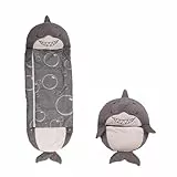 Mediashop Happy Nappers Hai grau | Large 6-12 Jahre Jahre | Spielen - kuscheln- schlafen | Flauschiger Kinderschlafsack Kuscheltier, Schlafsack & Kissen - Campingschlafsack