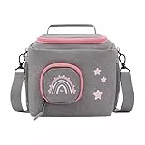 JP Journey Tasche für Toniebox - Transporttasche für 10 Figuren und Box, Reise und Auto (Grau-Rosa Regenbogen)
