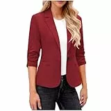 Dyhxuan Blazer Damen Elegant 3/4 Arm Blazer Jacke Casual Sportlich Reverskragen Anzug Vorne Offener Anzugjacke Trenchcoat Business Jacket fürs Büro