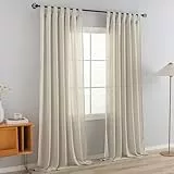 VOILYBIRD Vorhang Schlaufenschal Gardine 2er Set für Wohnzimmer Leinen-mischgewebe (Beige, H245x B140 cm)