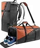 Reisetasche Sporttasche 58 90 oder 120 Liter mit Rucksack-Funktion faltbar mit separatem Nassfach Schuhfach - großer Weekender Farbe 120 Liter Orange