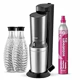SodaStream Wassersprudler CRYSTAL 3.0 mit Quick-Connect CO2-Zylinder| inkl. 2x 0,7L CRYSTAL Glasflasche | Farbe: Titan