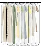 GoMaihe Kleidersack 8-Stück Lang 60CM×160CM Transparent Anzug: Kleidersäcke mit Reißverschluss für Anzüge Kleider Abendkleider Jacken Mäntel Kleidung Aufbewahrung Schwarz