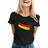 Jamicy Tshirt Damen Sommer T-Shirt Oversize Sommershirts Fashion Druck Oberteile Lässige Streetwear Bluse Freizeit Muster Damen-Oberteile Bequeme Rundhals Klassische Damenoberteile Schwarz 4XL
