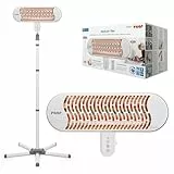 reer HeatCare+ Flex Wickeltisch-Wärmestrahler | EcoHeat Carbon Heizelement | Infrarot-Heizstrahler mit Standfuß & neigbarem Kopf | Wärmespender für Babys | Energiesparend | 2in1 Wand- oder Standgerät