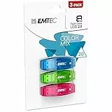 Emtec C410 8GB USB-Stick USB 2.0 Color Mix - 3er Pack (Orange Gelb Rose)