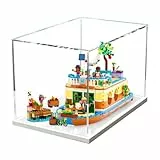 Figuren-Displaybox für LE-GO für 41702 Ca-nal Hausboot, staubdicht, transparent, benutzerdefinierte Vitrine (kein Modell) (weiß + 3 mm)