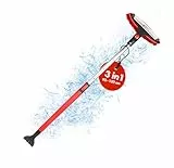 Walser Schneebesen 3in1 mit Eiskratzer teleskopierbar, Eisschaber mit Teleskopstange, Schneefeger ausziehbar 92-132 cm rot/schwarz