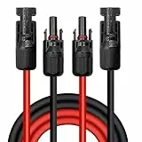 Solarkabel 4mm²/6mm², Solarkabel Verlängerung 1/2/3/5/8/10/13/15M, Solarkabel Verlängerungskabel(Rot/Schwarz) (4mm²2M)