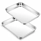 Backblech, HaWare Edelstahl Mini Kuchenblech Ofenblech, 2 Stück Rechteckig Fettpfanne Backofen für Backen Kochen Servieren, 23,7x17,7x2,5cm, Ungiftig & Gesund, Leicht zu Reinigen & Spülmaschinenfest